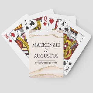 Baraja De Cartas Ivory Agate y Purpurina de oro novia y Boda de Gro