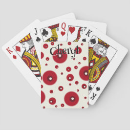 Baraja De Cartas Ivory Red Dots Funky Whimsical Circle Pattern 