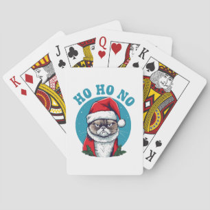 Baraja De Cartas Ja ja no - divertido gato gruñón de Santa