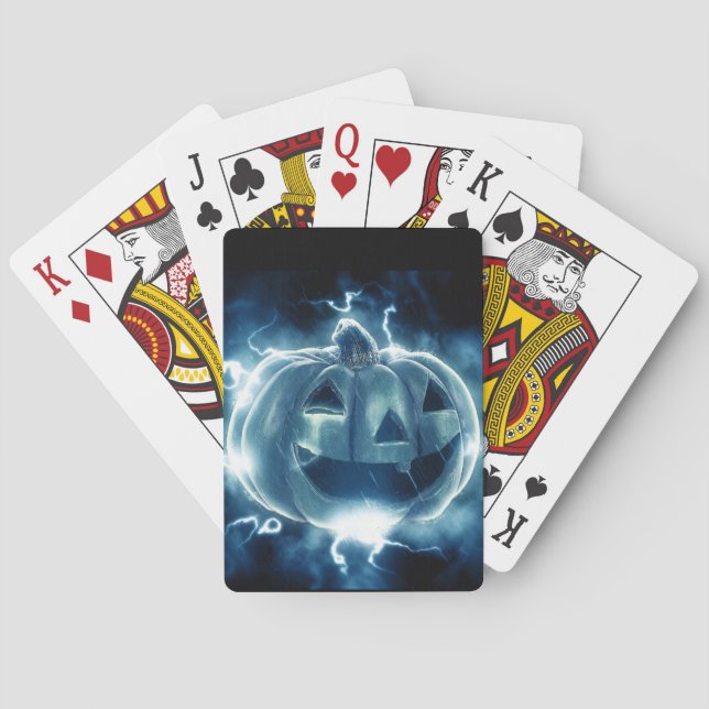 Baraja De Cartas jack-o-lantern en la lluvia (Reverso)