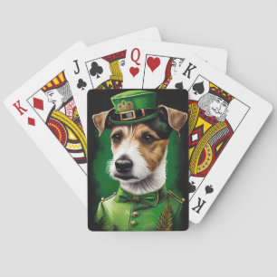 Baraja De Cartas Jack Russell Dog con vestido de San Patricio
