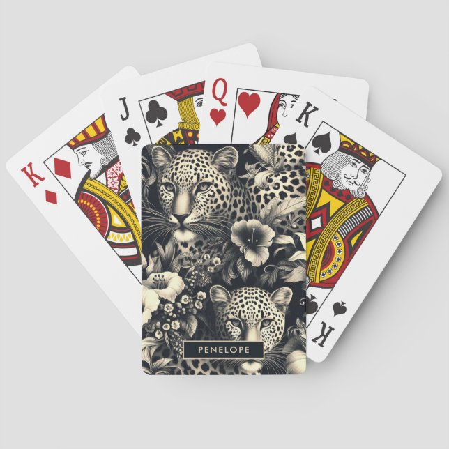 Baraja De Cartas Jaguar de selva vintage (Reverso)