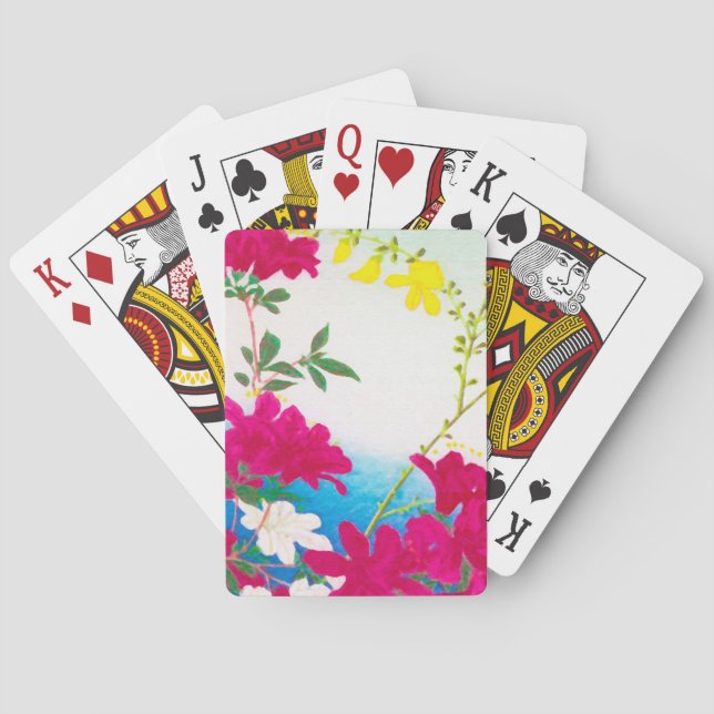 Baraja De Cartas Japanese day lilies - magenta, yellow blue (Reverso)