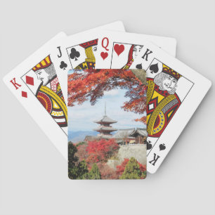 Baraja De Cartas Japón, Kyoto. Templo Kiyomizu en color de otoño