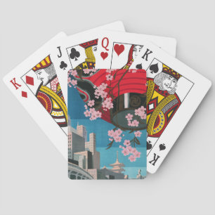 Baraja De Cartas Japón Tokio Cartel de viaje japonés vintage