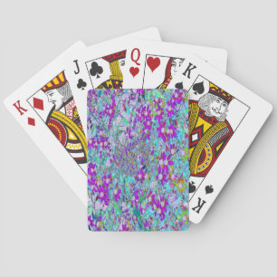 Baraja De Cartas Jardín Acuático con Flores Violeta Azul y Rosa Cal