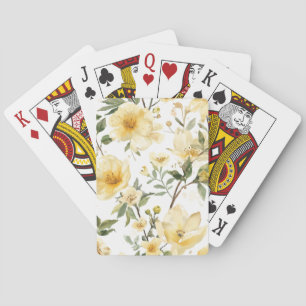 Baraja De Cartas Jardín Botánico Acuarela Floral Amarillo