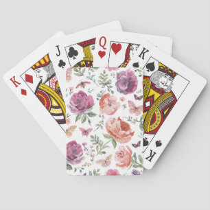 Baraja De Cartas Jardín Botánico de Mariposas Acuarela Floral