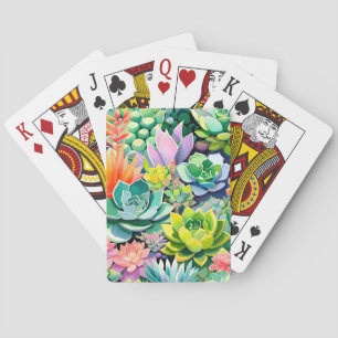 Baraja De Cartas Jardín Botánico de Suculentas de Verano Colorido