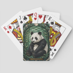 Baraja De Cartas Jardín de Bambú de Panda Vidrio Teñido Illumina