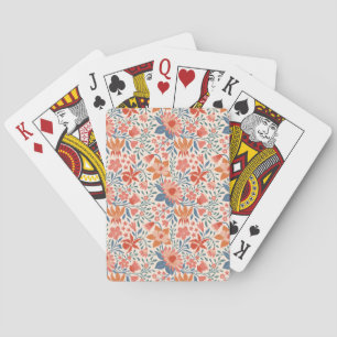 Baraja De Cartas Jardín de coral y teal en beige suave