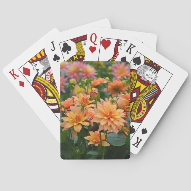 Baraja De Cartas jardín de flores naranja dahlia (Reverso)