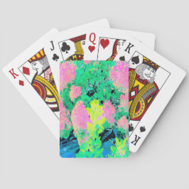 Baraja De Cartas Jardín de hidrangea rosada con oliva amarilla