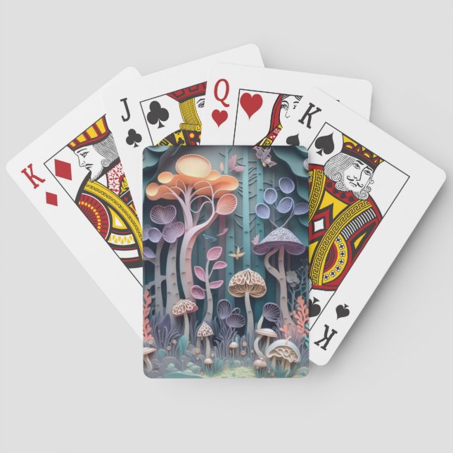 Baraja De Cartas Jardín de hongos 3D (Reverso)