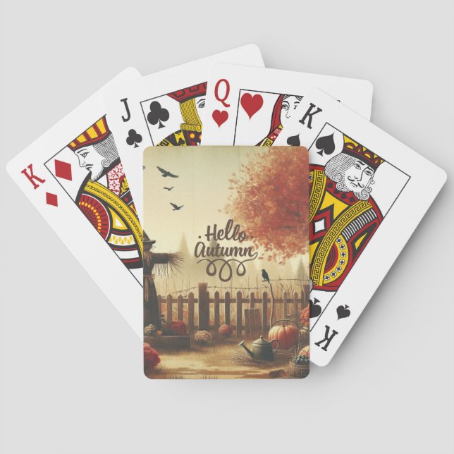 Baraja De Cartas Jardín de otoño y espantapájaros (Reverso)