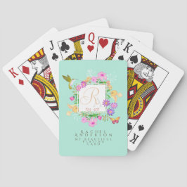 Baraja De Cartas Jardín floral Aqua Monograma