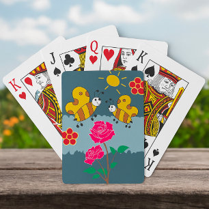 Baraja De Cartas Jardín floral de abejas y Rosas