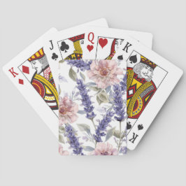 Baraja De Cartas Jardín Floral de Acuarela de Peonía Lavanda 