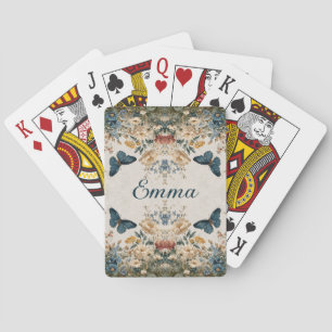 Baraja De Cartas Jardín floral vintage de mariposas de primavera