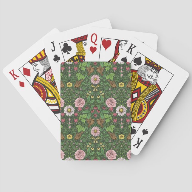 Baraja De Cartas Jardín salvaje en verde (Reverso)
