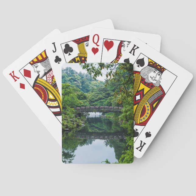 Baraja De Cartas Jardín y puente coreanos (Reverso)