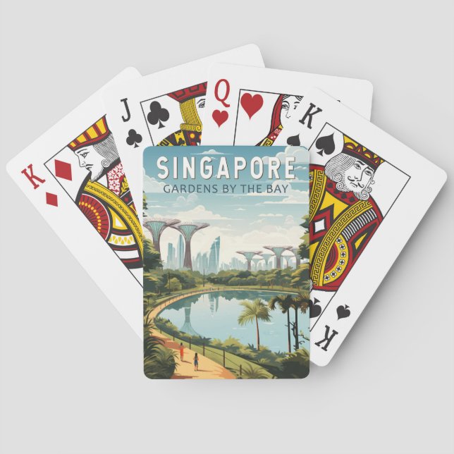 Baraja De Cartas Jardines De Singapur En La Bahía Viajes Vintage (Reverso)