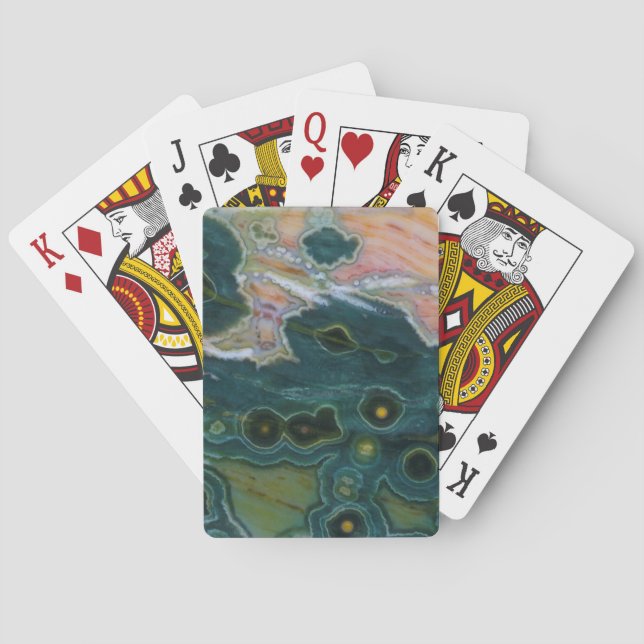 Baraja De Cartas Jasper Oceánico de Manchas Verdes (Reverso)