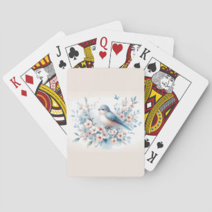 Baraja De Cartas Jazmín de Pájaro Azul Acuarela Serenidad