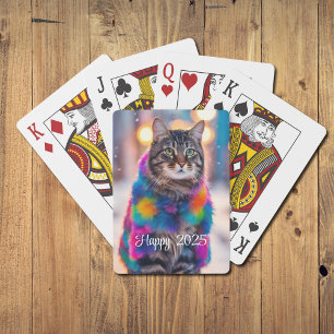 Baraja De Cartas Jazzy Kitty con abrigo de piel - Feliz 2025