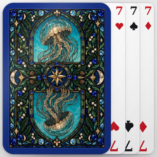 Baraja De Cartas Jellyfish, Cielo Turquesa Vidrio Tallado
