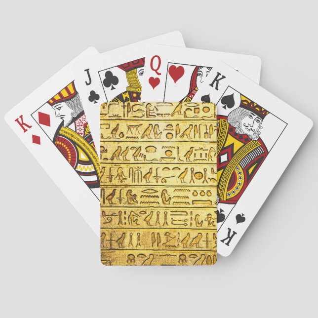 Baraja De Cartas Jeroglíficos Egipcios Antiguos Amarillos (Reverso)