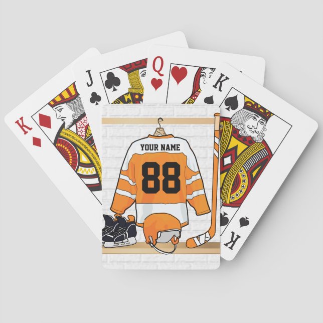 Baraja De Cartas Jersey anaranjado y blanco personalizado del (Reverso)