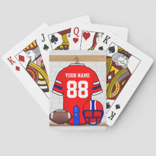 Baraja De Cartas Jersey azul blanco rojo personalizado del fútbol