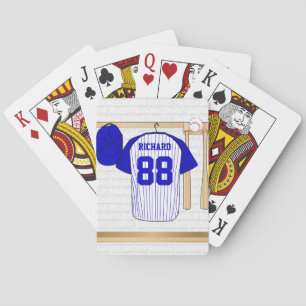 Baraja De Cartas Jersey de béisbol azul y blanco personalizado
