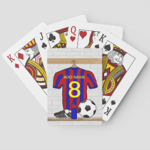 Baraja De Cartas Jersey de fútbol rojo y azul personalizado del