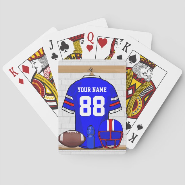 Baraja De Cartas Jersey rojo blanco azul personalizado del fútbol (Reverso)