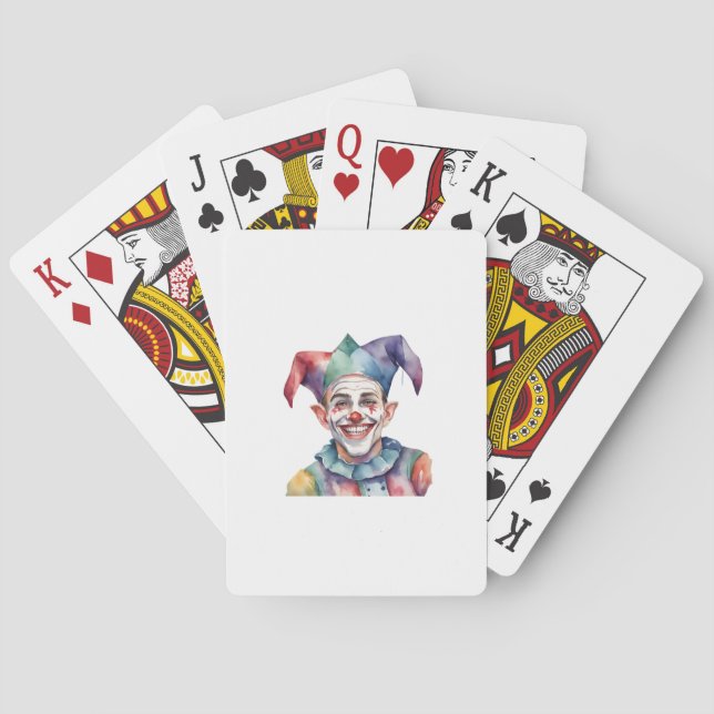 Baraja De Cartas Jester. Clipart acuarela. (Reverso)