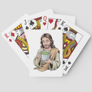 Baraja De Cartas Jesús bebiendo matcha cristiano 