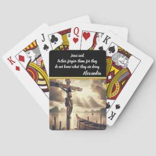 Baraja De Cartas Jesús colgando en la cruz sobre un lago