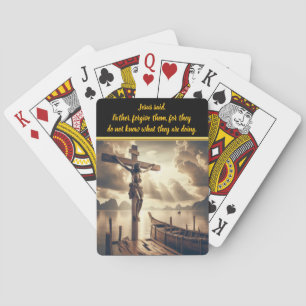 Baraja De Cartas Jesús colgando en la cruz sobre un lago