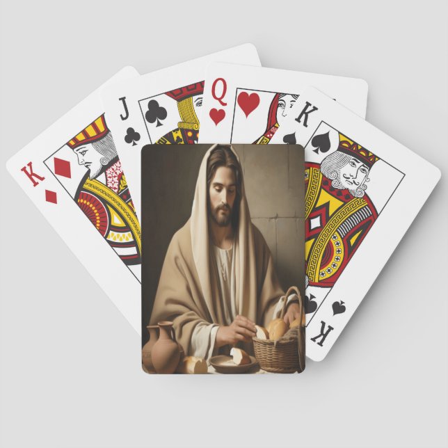 Baraja De Cartas Jesús compartiendo pan en unidad sagrada (Reverso)