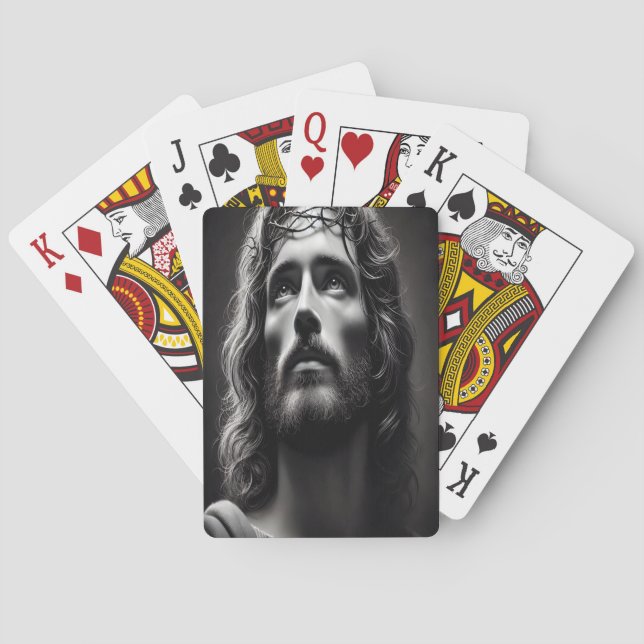 Baraja De Cartas Jesús Divino Pastor con mirada tensa (Reverso)