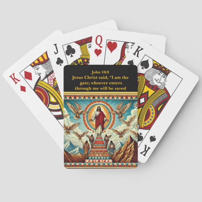 Baraja De Cartas Jesús en la obra de arte de la puerta del cielo (Reverso)