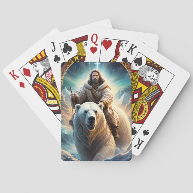 Baraja De Cartas Jesús en un oso polar (Reverso)