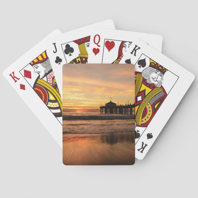 Baraja De Cartas Jetty Over Ocean Beach Sunset (Reverso)