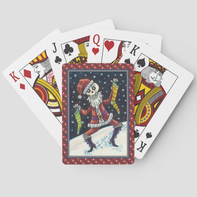 BARAJA DE CARTAS JINGLE BONES SANTA, VACACIONES SKELETON Y ALMACENA (Reverso)