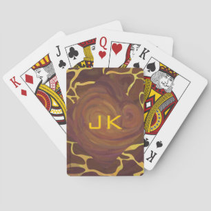 Baraja De Cartas Jirafa Brown, impresión amarilla del monograma