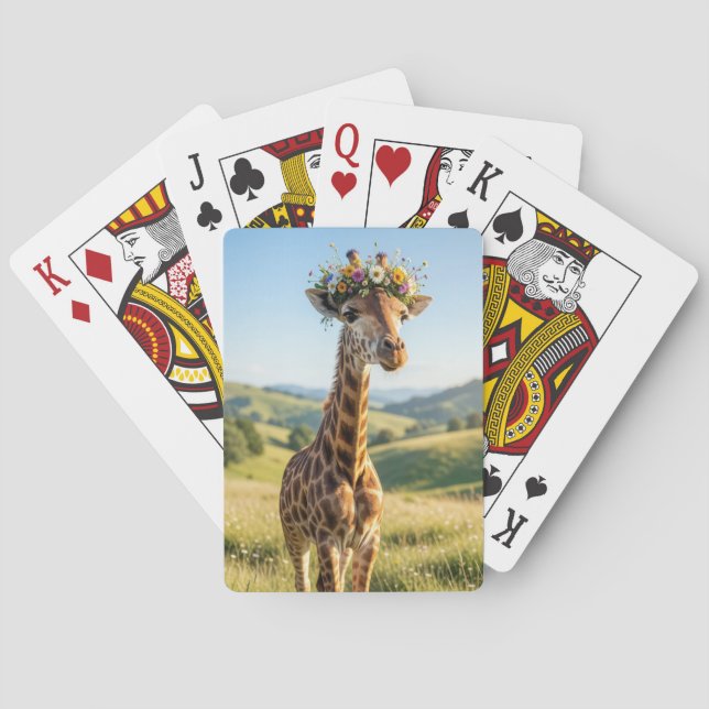 Baraja De Cartas Jirafa con Corona Floral (Reverso)