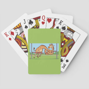 Baraja De Cartas Jirafa Divertida Salto de Altura Dibujo Animado