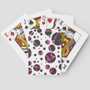 Baraja De Cartas Jirafa Estampado Rosa Fucsia y Negro